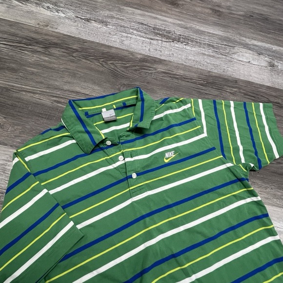 Nike Other - Vintage y2k Nike Polo Shirt Size L Green Blue Big‎ Swoosh Y2K Gray Silver Tag